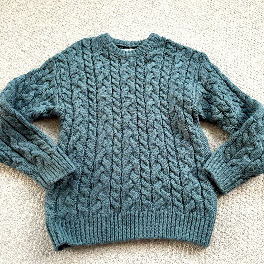 Zara green chunky knit wool blend sweater